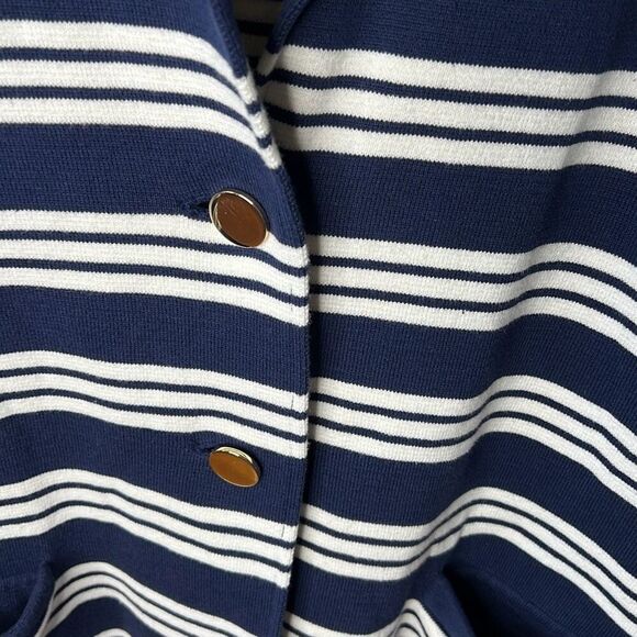 Charter CIub Cotton Striped Sweater Blazer Intrepid Blue Plus Size 3X - Picture 4 of 7